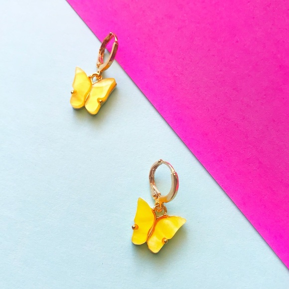 Y2K Coquette Girl 90’s Butterfly Hoops Earrings, Dainty pastel Daily Jewelry - Picture 9 of 10